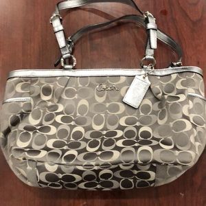 Gray/silver coach purse